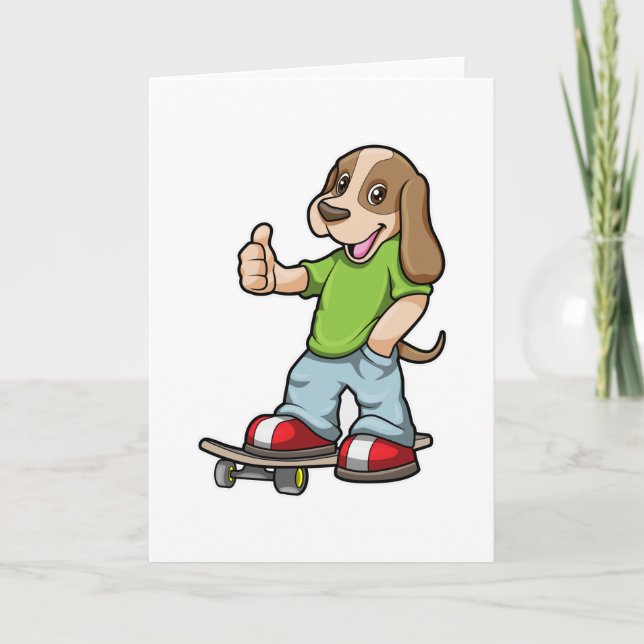 Carte Chien en tant que patineur avec planche à roulette (Devant)