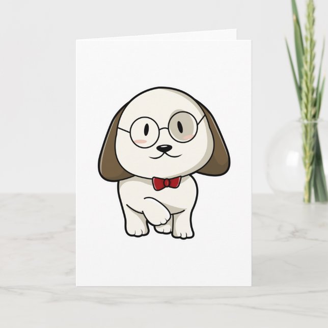 Carte Chien en tenue de marié avec cravate et lunettes (Devant)