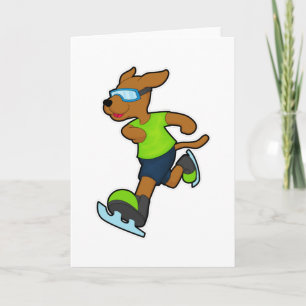 Carte Chien faisant du patin à glace avec des lunettes