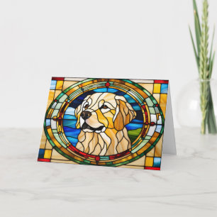 Carte Chien Golden Retriever Mignon en Vitrail