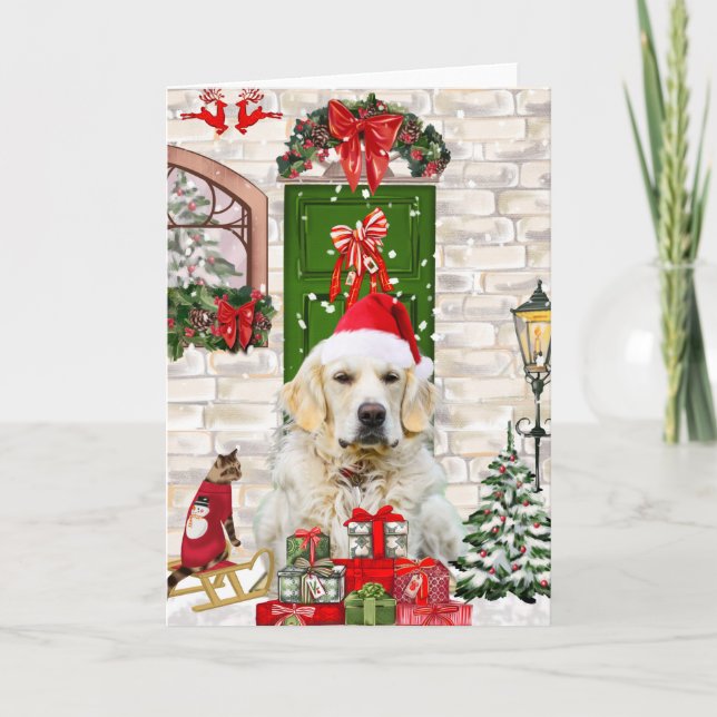 Carte Chien Golden Retriever Noël  (Devant)