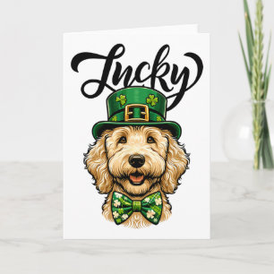 Carte Chien Goldendoodle Chanceux Saint-Patrick Enfants 