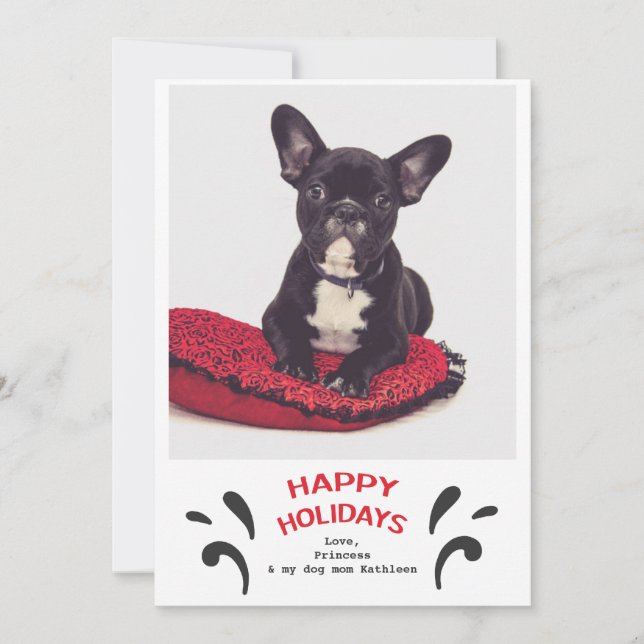 Carte Chien Happy Holidays Photo Grey (Devant)