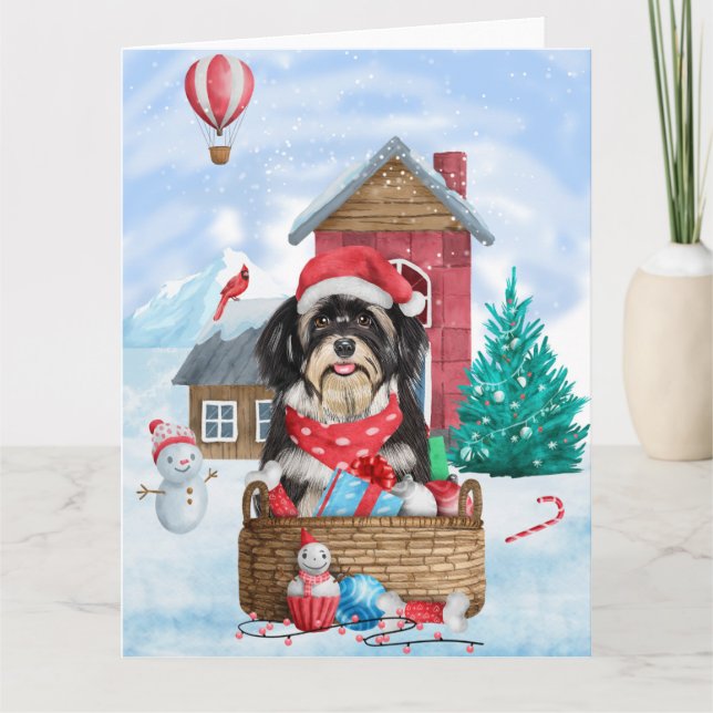 Carte Chien Havanais dans la maison de Noël pour chien e (Devant)