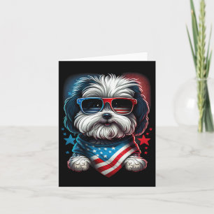 Carte Chien Havanais Patriotique Du 4 Juillet Drapeau Am