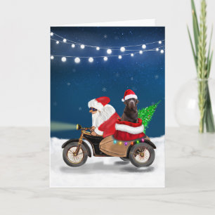 Carte Chien Labrador chocolat Noël Père Noël