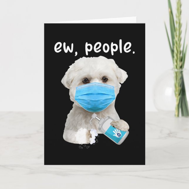 Carte Chien Maltais Qui Écoute Un Chien Portant Un Masqu (Devant)
