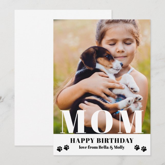 Carte Chien Maman Joyeux Anniversaire Moderne Photo pers (Devant / Derrière)