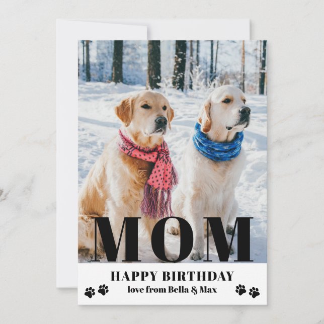 Carte Chien Maman Joyeux Anniversaire Moderne Photo pers (Devant)