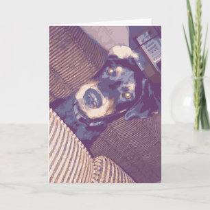 Carte Chien mignon avec une oreille retourné Rottweiler