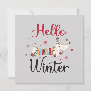 Carte Chien mignon Bonjour hiver