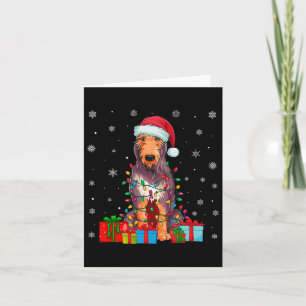 Carte Chien Moche Noël Éclairage Santa Hat Irlandais Wol