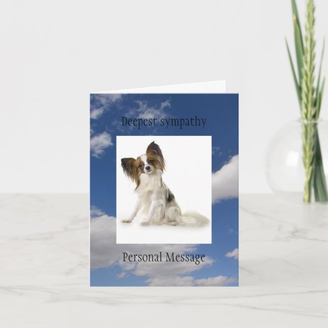 Carte Chien mort en mémoire d'amour race Papillon (Devant)