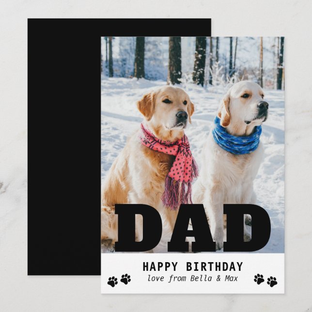 Carte Chien papa Joyeux anniversaire moderne photo perso (Devant / Derrière)