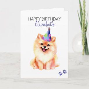 Carte Chien Poméranien Personnalisé Joyeux Anniversaire