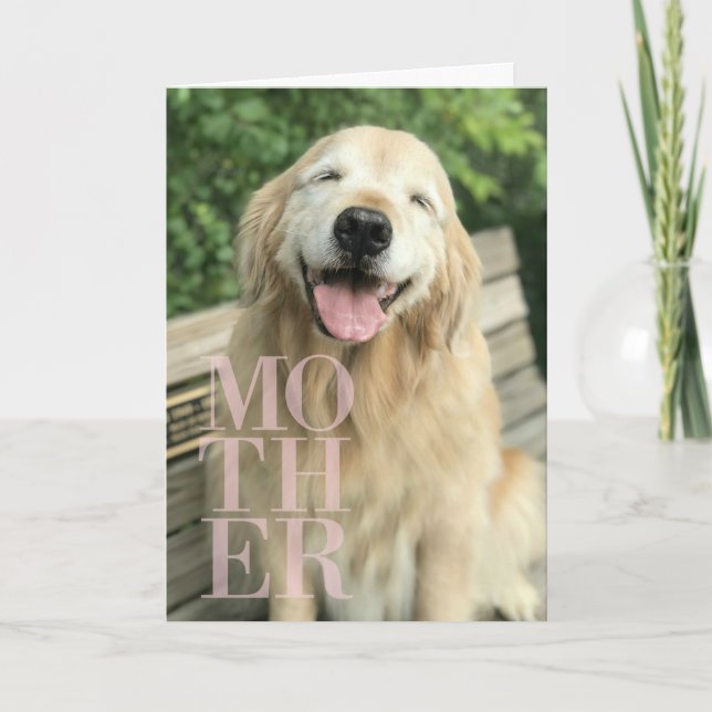 Carte Chien Retriever Doré Sourire Fête des Mères (Devant)