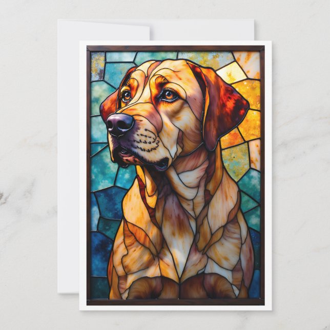 Carte Chien Retriever du Labrador de Style Vitrail Plat (Devant)