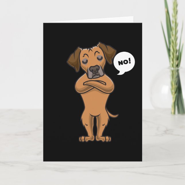 Carte Chien Rhodesian Ridgeback têtu drôle (Devant)