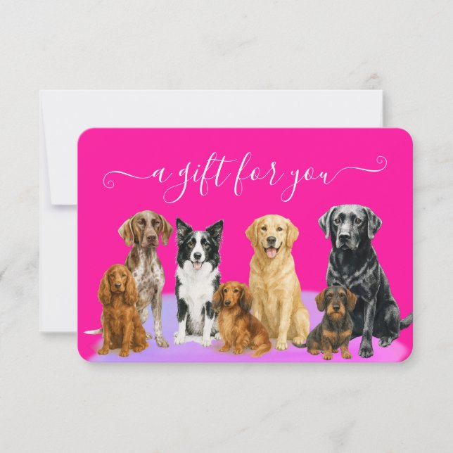 Carte Chien rose Grooming Animaux de compagnie Embarquem (Devant)