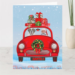 Carte Chien Saint-Bernard dans une voiture avec le Père 