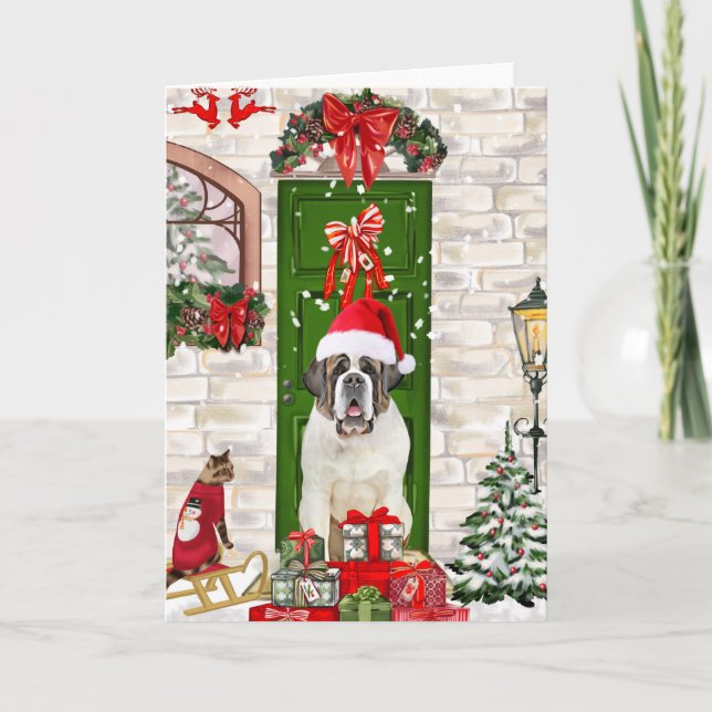 Carte Chien Saint-Bernard Noël  (Devant)