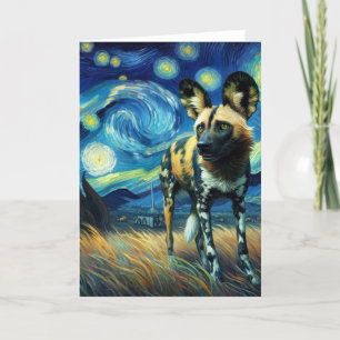Carte Chien sauvage africain Starry Night Van Gogh