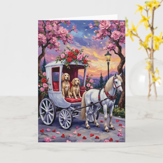 Carte Chien Setter Anglais Saint-Valentin (Fleur jaune)