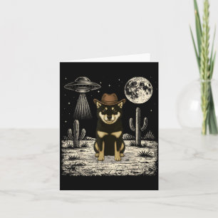 Carte Chien Shiba Inu Cowboy Occidental Drôle Ufo