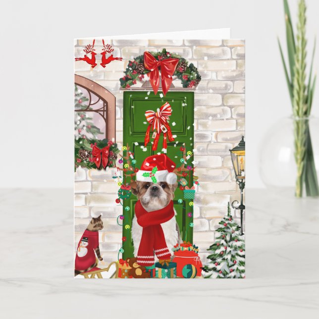 Carte Chien Shih Tzu Noël  (Devant)