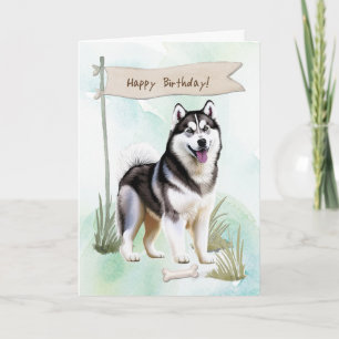 Carte Chien sibérien Husky en plein air sous signe d'ann