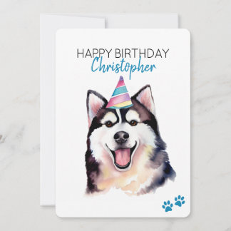Carte Chien sibérien Husky Personnalisé Joyeux Anniversa