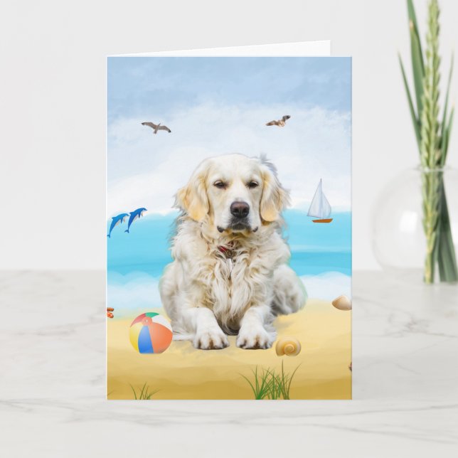 Carte chien sur la plage (Devant)