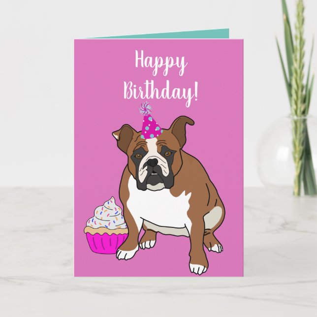 Carte Chien-taureau anglais personnalisable Anniversaire (Devant)