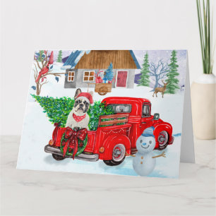 Carte Chien-taureau français en livraison de Noël Camion