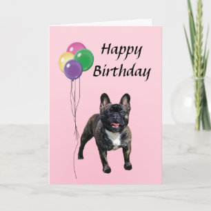 Carte Chien-taureaux français avec ballons Joyeux annive