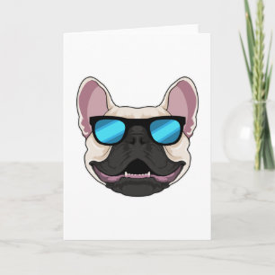 Carte Chien-taureaux français avec lunettes de soleil