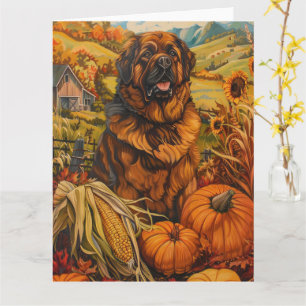 Carte Chien tibétain Mastiff automne récolte Thanksgivin