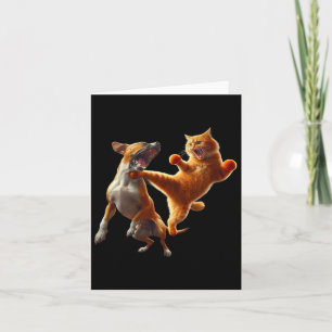 Carte Chien Vs Chat Kick Boxing Combattant Drôle Chat Je