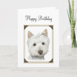 Carte Chien Westie mignon avec bords en papier déchiré c