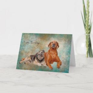 Carte Chiens Adorables Sur Découpage Art Anniversaire/Sa