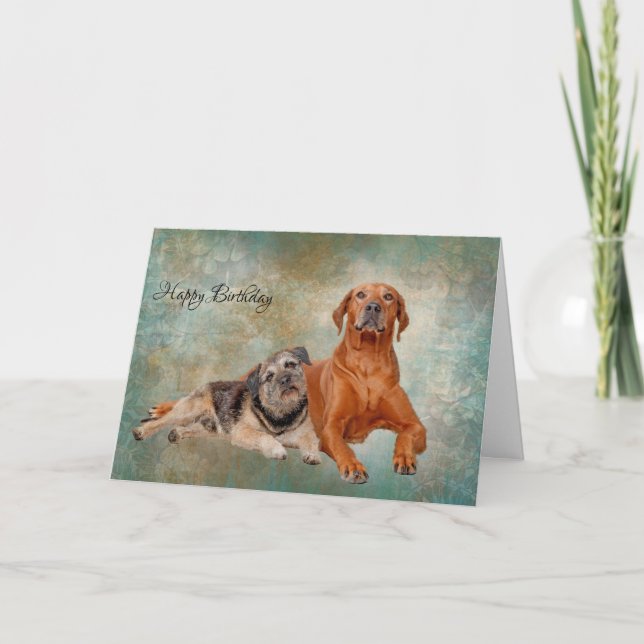 Carte Chiens Adorables Sur Découpage Art Anniversaire/Sa (Devant)