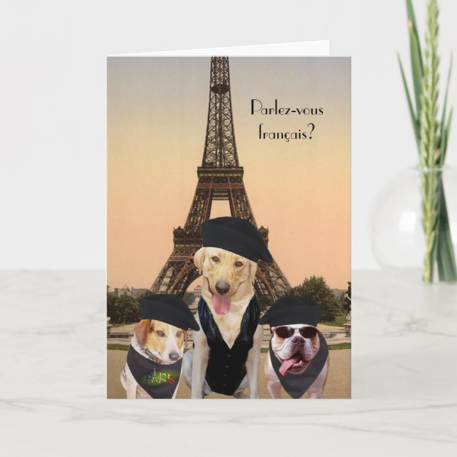 Carte Chiens amusants Anniversaire français (Devant)