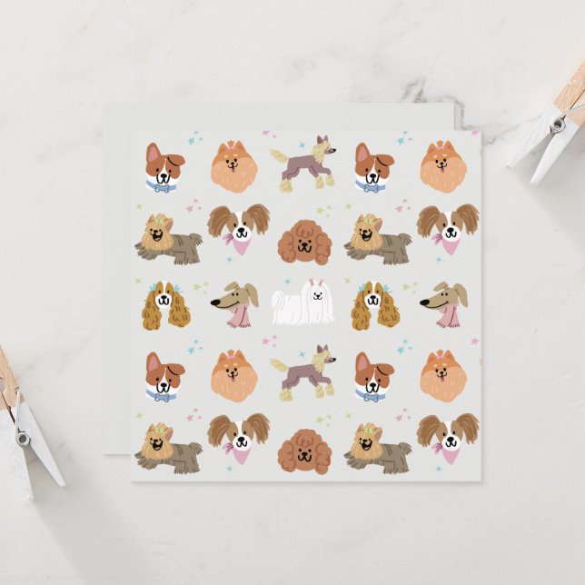 Carte Chiens Animaux de compagnie Papier de papeterie po (Devant/Arrière en situation)