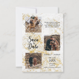 Carte Chiens Animaux Trois Photos Engagées Faux Gold Eff