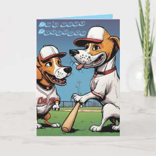 Carte Chiens Beagle drôles jouent au baseball anniversai