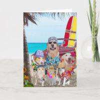Chiens/Chats Amusants Anniversaire Hawaïen/Surfeur