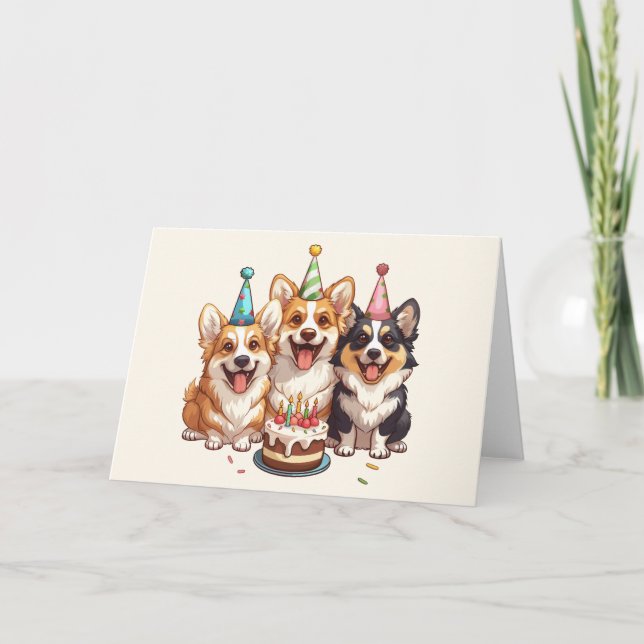 Carte Chiens de Corgi d'anniversaire (Devant)