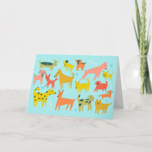 Carte Chiens de couleur mignons MERCI PERSONNALISÉ