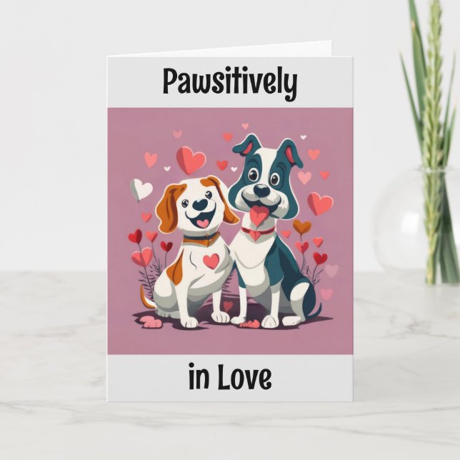 Carte Chiens de dessin animé mignons pour la Saint-Valen (Devant)