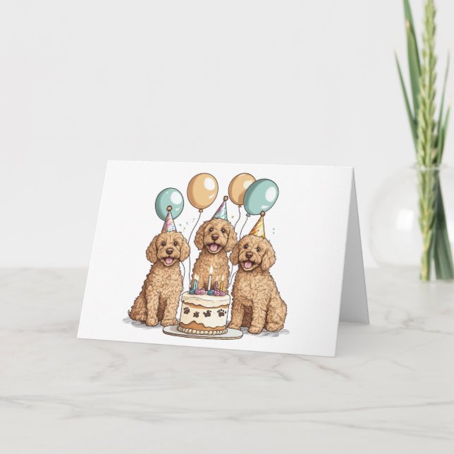 Carte Chiens de Goldendoodle d'anniversaire (Devant)